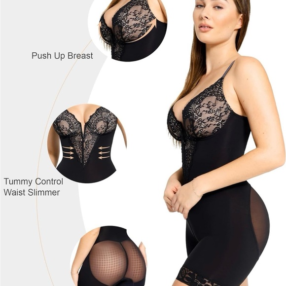 Popilush Lace Deep-V Short Bodysuit XL - Picture 3 of 10